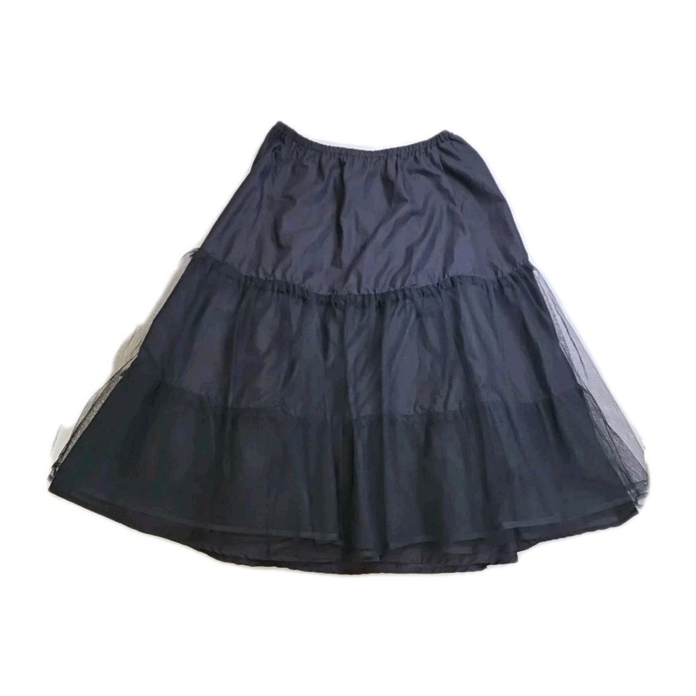Vtg Laura Ashley Petticoat Black Cotton Tulle Great Britain 80s 90 Whimsygoth - Picture 11 of 15